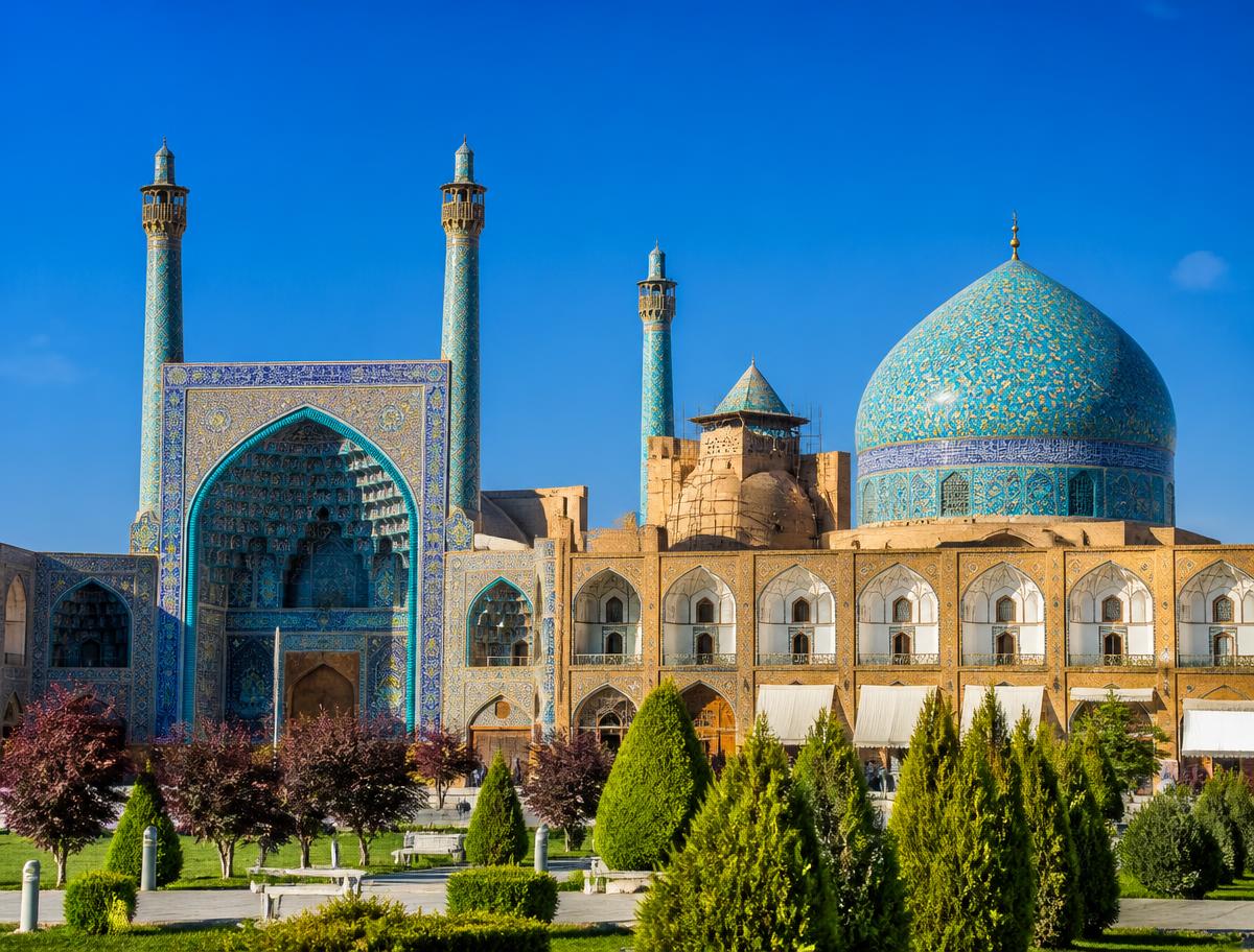 Turquoise tiled dome of Naqsh-e Jahan square in Isfahan, Iran